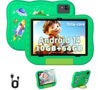 ChenQuanSarl-Tablette Android 14 Pour Enfants 10 Pouces, 10Gb Ram 64Gb Rom, Tablette Octa-Core Avec Étui, Ecran Ips 1280X800, 6000Mah, Double Caméra, Bluetooth Et Wifi6, Pour Les Enfants (Vert)