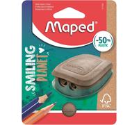 Chenquansarl-Taille-Crayons Smiling Planet - Responsable & Pratique - 50% En Fibre De Bois Certifié Fsc - Ergonomique Et Compact - Taille-Crayons 2 Trous Avec Réserve, Facile À Ouvrir