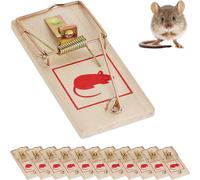 ChenQuanSarl-Tapette À Souris En Lot De 12, Pièges Classiques, Réutilisables, Sans Poison, Souricière, Métal, Bois, Nature