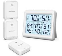 ChenQuanSarl-Thermomètre Hygromètre Avec 3 Capteurs Extérieur, Thermomètre Intérieur Et Extérieur, Rétroéclairage Et Grand Écran Lcd, Enregistrement Min/ , Commutateur ¿/¿