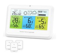 ChenQuanSarl-Thermomètre Intérieur Extérieur Sans Fil, Station Météo Avec 3 Capteurs, Moniteur De Température Et Humidité Avec Prévisions Météo, Pression Barométrique, Valeurs /Min, Icône Confort