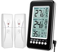ChenQuanSarl-Thermomètre Numérique Intérieur Et Extérieur, 2 Capteurs Sans Fil, Alarme De Température, Enregistrement /Min, Alimenté Par Usb/Batterie