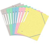 Chenquansarl-Topfile+ 10 Pochettes Cartonnées 3 Rabats Format A4 Fermeture Elastiques 5 Couleurs Pastel
