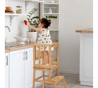 ChenQuanSarl-Tour D Observation Montessori En Bois Pour Enfants 1-3 Ans, Cha Apprentis Sécurisée Et Stable, Tabouret Évolutif Enfant Cuisine Et Salle De Bain, Learning Tower - Naturel