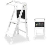 ChenQuanSarl-Tour D'Apprentis ¿ Pliable ¿ Tour D'Observation Montessori Avec Tableau ¿ 90X45X41 Cm ¿ Marchepied Pour Enfants ¿ Bambou ¿ Blanc