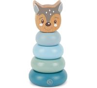 ChenQuanSarl-Tour D'Empilage En Bois Chevreuil 13,5 Cm, Bleu-Vert Jeu D'Emboîtement Dès 1 An Pyramide D'Emboîtement 5 Pièces Jouets En Bois Pour Bébé Briques À Empiler Jouets De Motricité