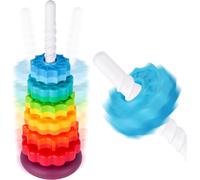ChenQuanSarl-Tour Empilable De 41 Cm Avec Fonction Rotative, Anneaux Empilables Arc-En-Ciel Pour Enfants, Roues Rotatives Bicolores, Jouet Éducatif En Plastique Abs Sans Bpa Pour La Promotion Précoce