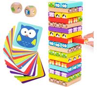 Chenquansarl-Tour En Bois 4 En 1 Avec Des Couleurs Et Animaux Pour Enfants - Jeu De Société Educatif Pour Garçons Et Filles De 4 A 8 Ans - Idéal Comme Cadeau À Partager Entre Parents Et Enfants