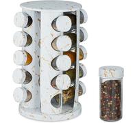 ChenQuanSarl-Tourniquet À Épices, 20 Pots, Chacun Avec Embout Tam ur, Rotatif À 360°, Effet Marbre, Hd 33,5X19 Cm, Blanc