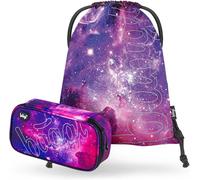 Chenquansarl-Trousse À Crayons Et Sac De Gym 2 Pièces Pour Garçons Et Filles, Trousse D'école Et Sac De Sport, Trousse À Crayons, Sac De Gym, Étui Pour Enfants Et Adolescents, Motif Galaxie, Ensemble