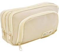 Chenquansarl-Trousse Crayon Avec 3 Compartiments Grande Capacité Pencil Case Multifonctionnel, Trousse Scolaire Fournitures Scolaires Plumier Adolescents Etudiants Sac De Papeterie Organisateur (Beig