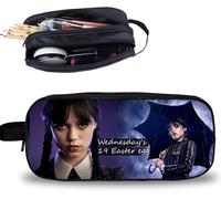 Chenquansarl-Trousse Scolaire Trousse Double Compartiment Trousse Mercredi Addams Trousse D'école Étui À Crayons Parfaite Pour L'école, Le Bureau, Les Voyages Et Plus Encore