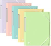 Chenquansarl-Urban Lot De 5 Chem S A4+ En Plastique, 3 Rabats Et Fermeture À Élastiques Couleurs Pastel