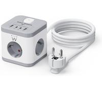 ChenQuanSarl-Usb Cube 7-In-1 Multipr , 3 Pr s Schuko, 2 Usb-C Et 2 Pr s Usb, Bloc Multipr 3680W 16A Avec Interrupteur, Cable 1,5M Pour Maison, Bureau, Pour Appareils Électroménagers - Blanc/Gris