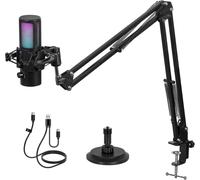 ChenQuanSarl-Usb Gaming Kit, Rgb Microphone À Condensateur Avec 11 Lumières Variables, Bras, Support, Bouton Muet, Réduction Du Bruit, Pour Jeux, Streaming, Compatible Avec Pc, Mac, Ps4&5