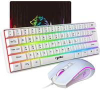 ChenQuanSarl-V700 Ensemble Clavier Et Souris De Jeu,Clavier De Jeu 60%,Disposition Compacte 61 Touches,Rétroéclairage Rvb,Souris À Capteur Optique Avec Lumière Led Colorée,Jusqu'À 3600 Dpi,Pour Pc,Ma