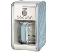 ChenQuanSarl-Vintage Machine À Café Americano 1342, Cafetière Filtre, Carafe En Verre Trempé, Jusqu'À 12 Tasses, Minuteur 24 Heures, Arrêt Automatique, Anti-Gouttes, Capacité 1.5 L, 2000W, Bleu Clair