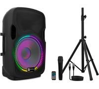 ChenQuanSarl-Wiibo Festa 12Bt - Enceinte Active Professionnelle 12" - Puissance 600W - Haut-Parleur Avec Bluetooth - Connexion Usb/Sd - Support Réglable - Kit Câble + Microphone - Télécommande - Illu