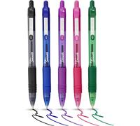 Chenquansarl-Z-Grip Smooth Retractable Ballpoint Pen, Medium Point, 1.0mm, Black, Light Blue, Green, Pink And Violet Ink, 5-Pack