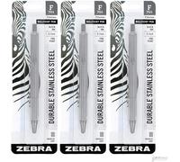 Chenquansarl-Zebra F-701 Lot De 3 Stylos Ballpoint En Acier Inoxydable Avec Poignée Knurled