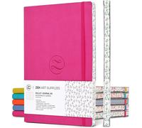 Chenquansarl-Zenart Carnet Pointillé En Similicuir - 17,8 X 24,5 Cm (B5), Papier Haut De Gamme 120 G/M², Carnet Aux Couleurs Vives, Motifs De Bord Japonais - Ouverture À Plat, Avec Grille Pour La Ten