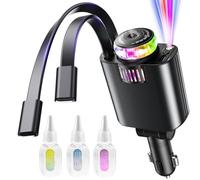CHENRI Aroma Starlight Car Charger, 5 en 1 avec Diffuseur d'Arômes & Projecteur Ciel Étoile, 45W Rétractable Chargeur Voiture USB C avec Aromathérapie, Chargeur de Voiture pour Téléphone