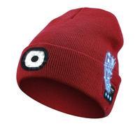 CHENRI Bonnet Bluetooth avec lumière LED et Haut-parleurs Amovibles, LED Bonnet Bluetooth, LED Bonnet Tricotés avec lumière LED et Haut-Parleur, Bonnet Chaud Rechargeable pour Hommes Femmes (Rouge)