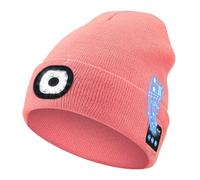 CHENRI Bonnet Bluetooth avec lumière LED et Haut-parleurs Amovibles, LED Bonnet Bluetooth, LED Bonnet Tricotés avec lumière LED et Haut-Parleur, Bonnet Chaud Rechargeable pour Hommes Femmes (Rose)