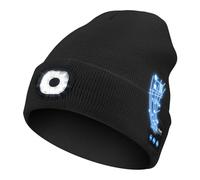CHENRI Bonnet Bluetooth avec lumière LED et Haut-parleurs Amovibles, LED Bonnet Bluetooth, LED Bonnet Tricotés avec lumière LED et Haut-Parleur, Bonnet Chaud Rechargeable pour Hommes Femmes (Noir)
