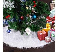 Chensensor Jupe de SapinJupe d'arbre de Noël Blanche 48 Pouces Grande Couverture de Tapis de Sol de Base en Peluche décor de fête de Noël Joyeux (120 cm)