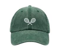 CHENSHI Casquettes de Baseball 1pc Tennis Racquets Crossed Retro Washed Caps for Men, Outdoor Leisure Unisex Réglable Driver Cap Holiday Festival-Green-Adjustable