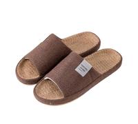 CHENSHI Pantoufles en Lin Respirables Femmes Hommes À L'intérieur Mute Antidérapantes Amants Maison Chaussures Doux Dames Été Slides Plus Taille 47