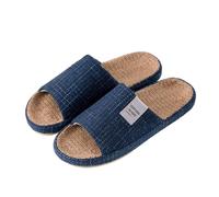 CHENSHI Pantoufles en Lin Respirables Femmes Hommes À L'intérieur Mute Antidérapantes Amants Maison Chaussures Doux Dames Été Slides Plus Taille 47