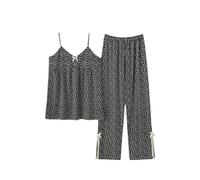 CHENSHI Pyjama 2pcs Set Sexy Nightwear Femmes Sleepwear Sleeping Camisole Shorts Pyjamas Tiny Floral Home Wear Girl Black Pantalon-q0544-xl (57,5-65 Kg)