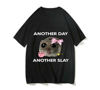 CHENSHI T-Shirt Homme Mode Triste Hamster Un Autre Jour Tuer Drôle Décontracté Coton Kawaii Hommes Impression Graphique Hauts Unisexe À Manches Courtes T-shirt-2-l