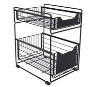 Chensyo Double Rangement Coulissant Rangement Sous L'éVier Tiroir Coulissant Pour Ranger Les Produits De Bain Produits De Cuisine Produits De Soin Convient à La Chambre Salle De Bains Cuisine (Noir)