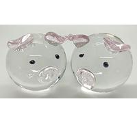 ChenXi Lot de 2 cochons décoratifs en cristal pour couple de cochons Rose