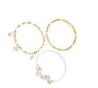 Chenxi Studio Bracelet de cheville multi-brins avec perles en alliage et perles d'imitation, chaîne de pied confortable en alliage, accessoire de plage, bijoux à thème, chaîne de pied réglable, taille