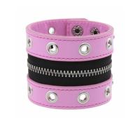 Chenxi Studio Bracelet large en cuir streetwear avec fermeture éclair contrastée et décoration cloutée d'inspiration punk large bande pour tenues de fête décontractées, taille unique, Comme décrit