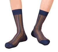Chenxi Studio Chaussettes fines à rayures multicolores pour homme, longueur mi-mollet, tendance et formelle pour une apparence professionnelle, rayures classiques, Tibet, taille unique