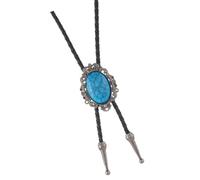Chenxi Studio Cravate unisexe à longueur réglable avec pierres turquoises craquelées et détails en alliage Collier bolotie en cuir Western Collier Bolo Cravate réglable en cuir, Argenté., taille