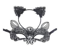 Chenxi Studio Demi tissu doux respirant avec bandeau décoratif en dentelle, accessoire de costume pour les tenues de fête à thème, masque élégant en dentelle noire