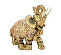 Chenxi Studio Élégante statue d'éléphant en résine - Ornement Fengshui doré symbolisant la force et la fortune - Sculpture d'animal porte-bonheur - Statue d'éléphant doré à collectionner
