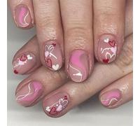 Chenxi Studio Lot de 24 faux ongles brillants en acrylique pour la Saint-Valentin - 12 tailles