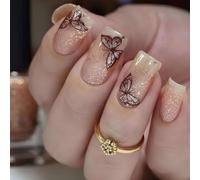 Chenxi Studio Lot de 24 faux ongles carrés à coller sur les ongles en acrylique