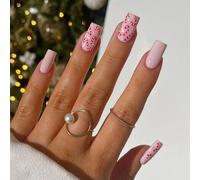 Chenxi Studio Lot de 24 faux ongles carrés à presser pour la maison ou le salon de Noël