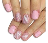 Chenxi Studio Lot de 24 faux ongles carrés courts à coller - Couleur unie - Lignes irrégulières