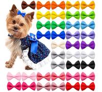 Chenxi Studio Lot de 50 pinces à cheveux pour animaux de compagnie - Couleur aléatoire - Doux et charmant - Ruban à cheveux pour chats et chiens - Accessoires de mode
