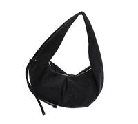 Chenxi Studio Petit sac à bandoulière pour femme en faux daim - Sac à main tendance sous les bras avec fermeture éclair - Sacs à main en forme de croissant pour femme, Noir , One Size