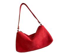 Chenxi Studio Sac à main rétro en daim avec sangle confortable et multifonction, sac à main sous les bras pour femmes et filles, sac à bandoulière confortable, Rouge, One Size